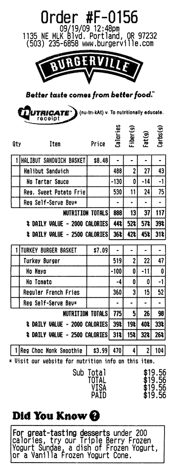 Burgerville Receipt